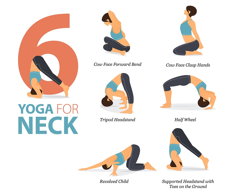 6 yoga stretches for neck infographic (image)